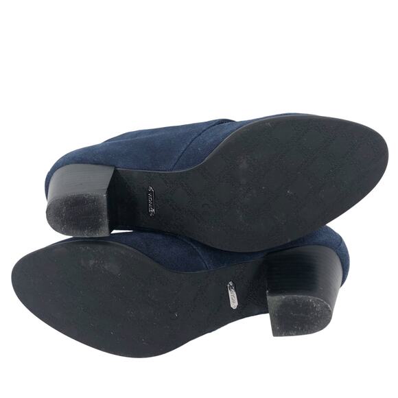 Vionic Ankle Boots 8 Zenda Blue Suede Leather Heeled Booties Lace Up Orthaheel - Picture 8 of 11